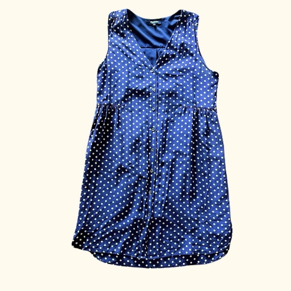 Madewell Silk Dotty Dress Navy Polka Dot Sleeveless Size L - Picture 5 of 13